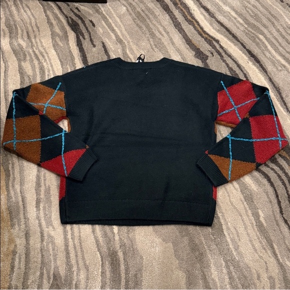 NWT Anthropologie English Factory Fuzzy Argule Crew Neck Sweater Dark Green - Picture 6 of 12